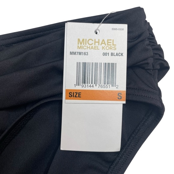MICHAEL Michael Kors Kors Belted Bikini Bottom Hardware Solid Black Small New - Picture 3 of 5